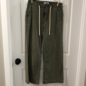 Paige wide leg drawstring and button waist green size 26 never worn